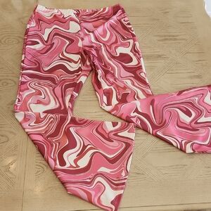 Eason Curve Pink & White Swirl Go-Go Pants Sz XL Austin Powers Halloween Costume